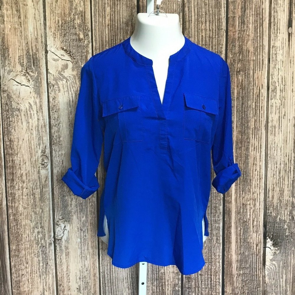 Knapp Studio Women's Shirt Blouse ~ Sz M ~ Blue
